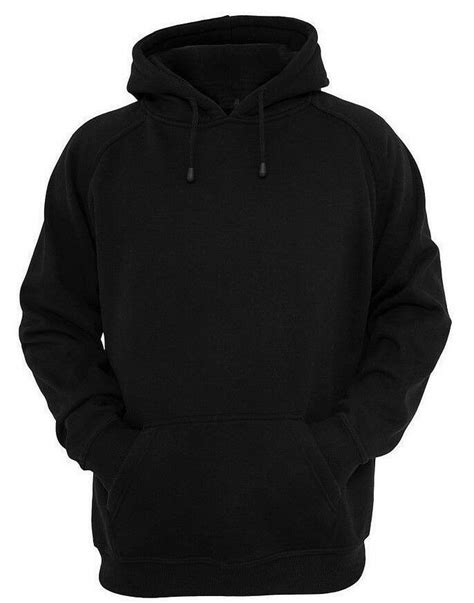 Plain Black Pullover Hoodies Fleece Cotton Hoody Ebay Black