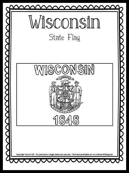 Wisconsin State Flag Coloring Page Free Printable The Art Kit