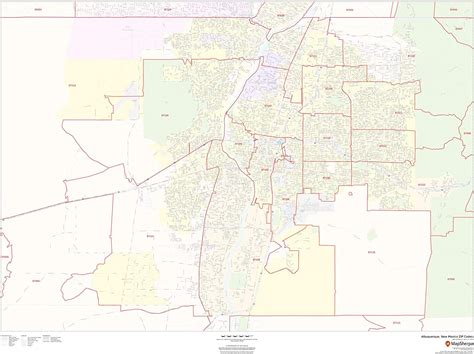 Amazon Com Zip Code Wall Map Of Albuquerque Nm Zip Code Map Laminated