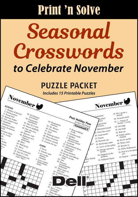 Seasonal Crosswords To Celebrate November Puzzle Packet Penny Dell
