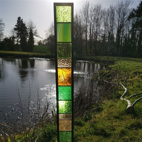 Beautiful Green Textured Leaded Stain Glass Garden Panel Available To Purchase Made By