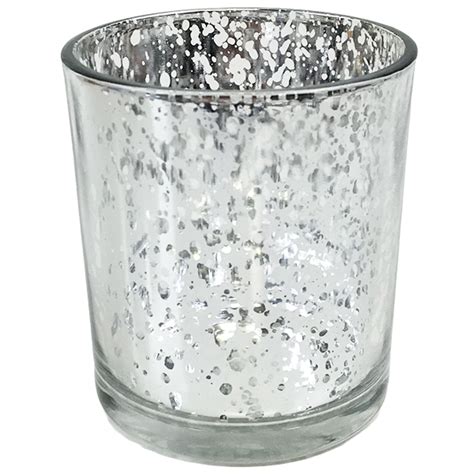 Mercury Glass Votive Candle Holder 3h Speckled Silver