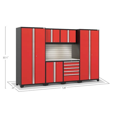 Newage Products 6 Cabinets Steel Garage Storage System In Deep Red 128