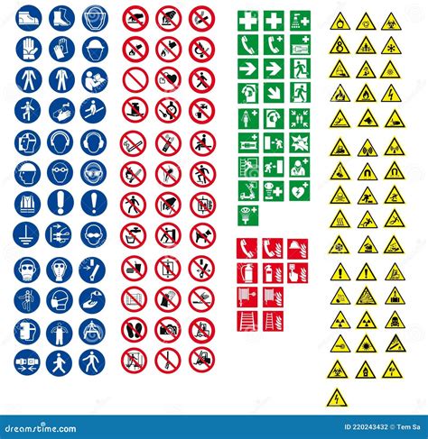 Iso 7010 Sign Warning Set Symbol Safety Stock Vector Illustration Of