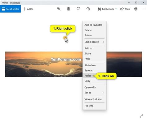 Resize Image In Windows 10 Photos App Tutorials