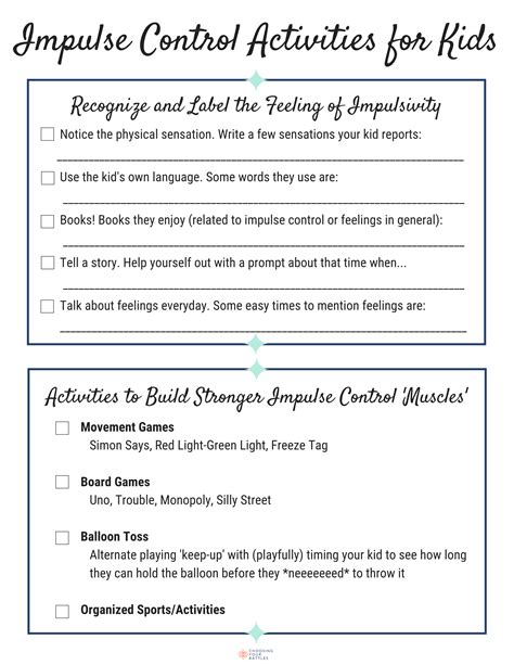 Free Printable Impulse Control Worksheets Printable