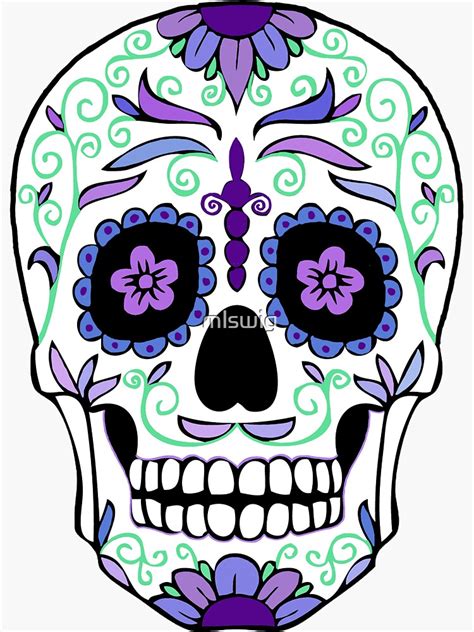 Purple Sugar Skull Sticker For Sale By Mlswig Redbubble
