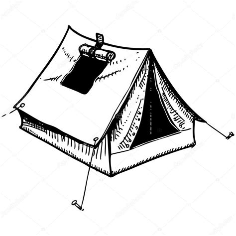 How To Draw A Camping Tent Camping Tent Hand Drawing Sketch Vector