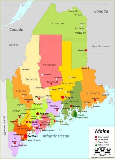 Map Of Maine Maine Map Maine Coast Boothbay Harbor Maine Bucksport