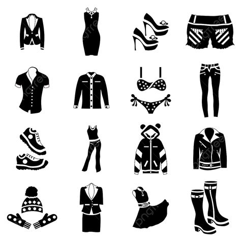 Simple Style Vector Png Images Woman Clothes Icons Set Simple Style