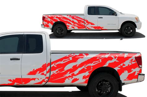 Nissan Titan Truck 2004 2013 8 Bed Custom Vinyl Decal Wrap Kit Shred