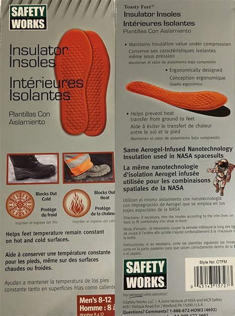 Mcr Safety Ctfm Toasty Feet Mens Shoe Insoles Infused With