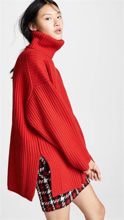 Acne Studios Oversized Turtleneck Sweater In Red Lyst