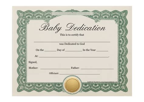 Printable Baby Dedication Certificate