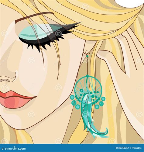 Girl With Earring Stock Vector Illustration Of Blonde