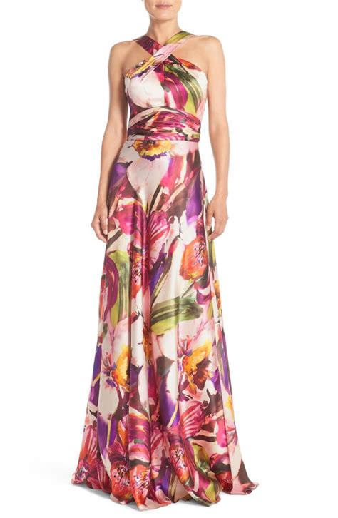Theia Floral Print Silk Fit And Flare Gown Nordstrom