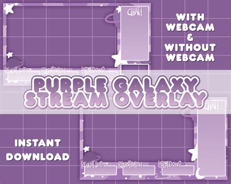 Purple Galaxy Stream Overlay Twitch Overlay Aesthetic Cute Etsy