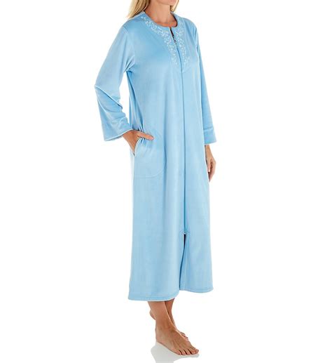 Miss Elaine 861530 Luxe Fleece Long Zip Robe Wedwood Blue Xl Ebay