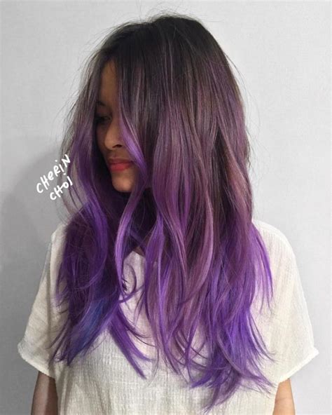 Purple Highlights In Brown Hair 9 Lavender Hair Ombre Purple Ombre