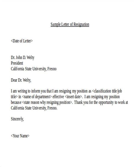 31 Resignation Letter Format Pdf Doc Ipage Free And Premium Templates