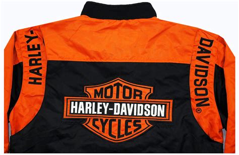 เสื้อผ้า แฟชั่น : HARLEY DAVIDSON แจ็คเก๊ต ++สี( ส้มดำ ) ปักโลโก้ใหญ่ ๆ ...