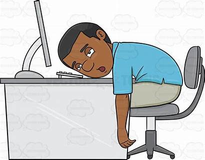 Tired Working Computer Exhausted Clipart Person Male