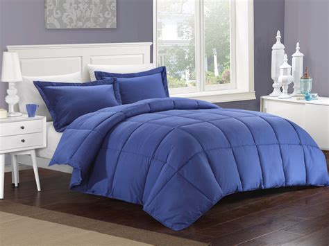 Gray and navy comforter set. Navy Down Alternative Comforter Set