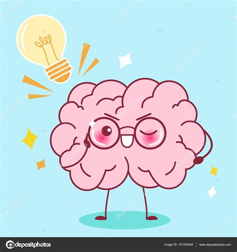 Cartoon Smart Brain Cute Cartoon Smart Brain — Stock Vector