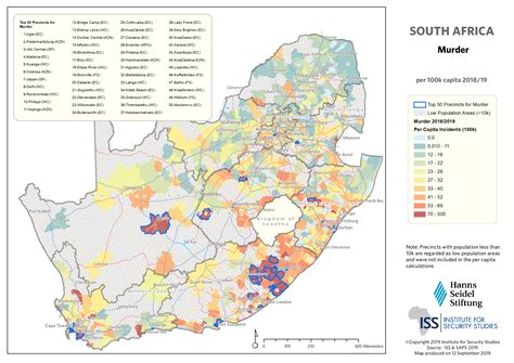 Map: Top 50 murder areas 2018/19 - ISS Africa