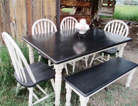 Picket house furnishings keaton 5 piece round dining set. Beautifully reloved farmhouse table with four chairs and a bench. | Furniture, Painted furniture ...