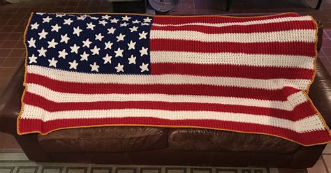 46 X 78 Handmade Crochet American Flag Blanket Etsy American Flag