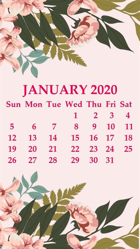 Aesthetic Cute January 2020 Calendar Printable Largest Wallpaper Portal