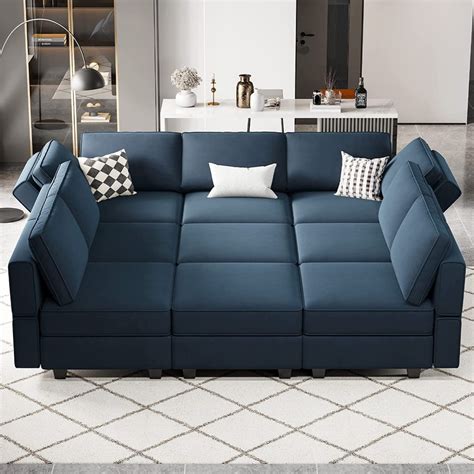 Belffin Modular Sectional Sofa With Ottomans Velvet Reversible Sleeper