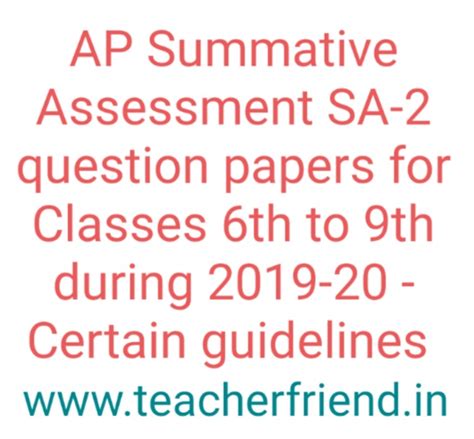 Ap Summative Assessment Sa Question Papers For Classes Th To Th