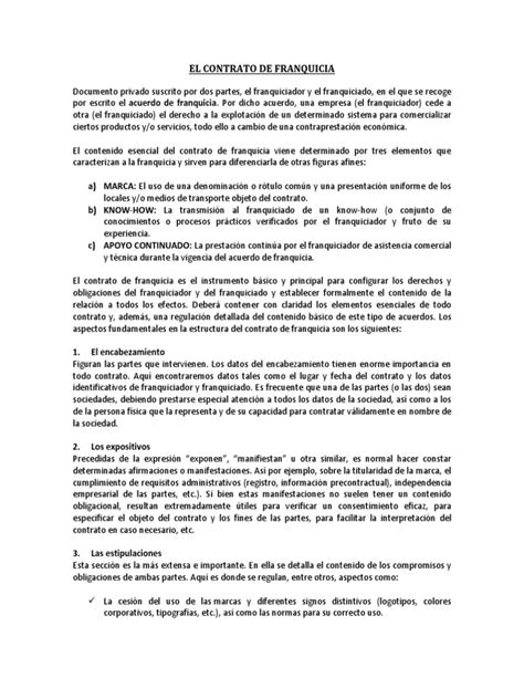 El Contrato De Franquicia