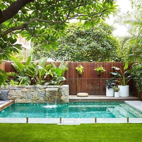 Backyard Pool With Tropical Garden Ideas Homemydesign