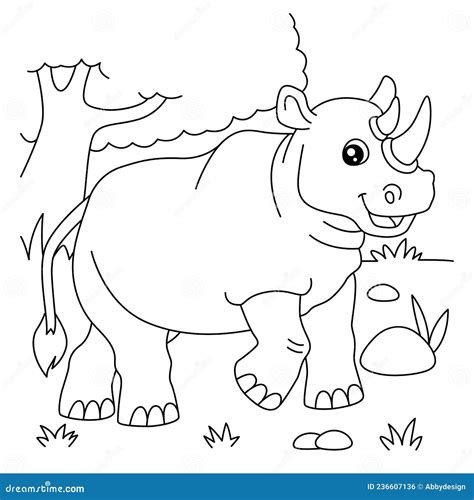 Rhinoceros Coloring Page For Kids Stock Vector Illustration Of
