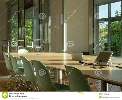 Modern Office Meeting Room A View Outdoors And Advanced Confere Stock