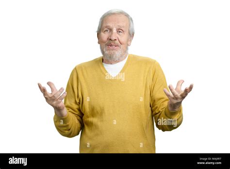 Old Man Gesturing While Speaking Portrait Of Nice Grandpa In Woolen