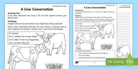 Cow Conversations Worksheet Worksheet Teacher Made