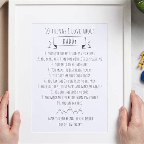 Personalised Ten Things I Love About Daddy Print By Posh Totty Designs