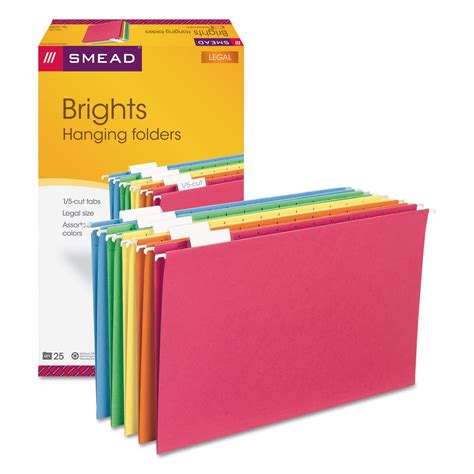 Smead Colored Hanging File Folders Legal Size 15 Cut Tab Assorted