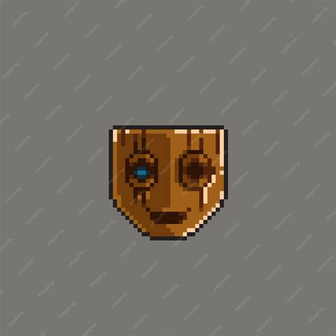 Premium Vector Wooden Mask In Pixel Art Style