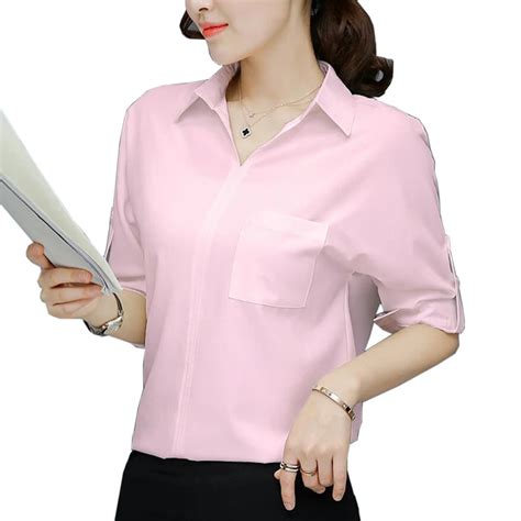 2018 New Plus Size Women Chiffon Shirt Spring Blouses Work Wear Office