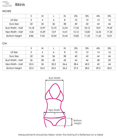Size Chart Bikinis Designs By Royi B