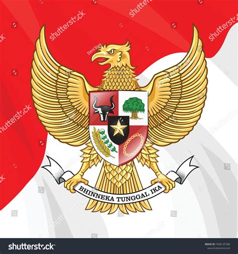 Indonesian Garuda Pancasila On National Flag Stock Vector Royalty Free