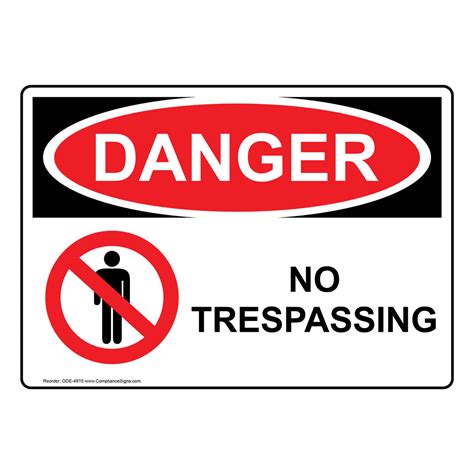 Osha Danger No Trespassing Sign Ode 4915 No Soliciting Trespass