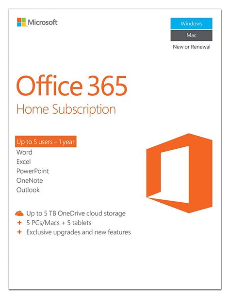 Microsoft Office 365 Home 1 Year Subscription 5 Users Pcmac Key