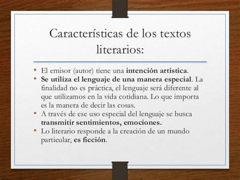 Características De Los Textos Literarios