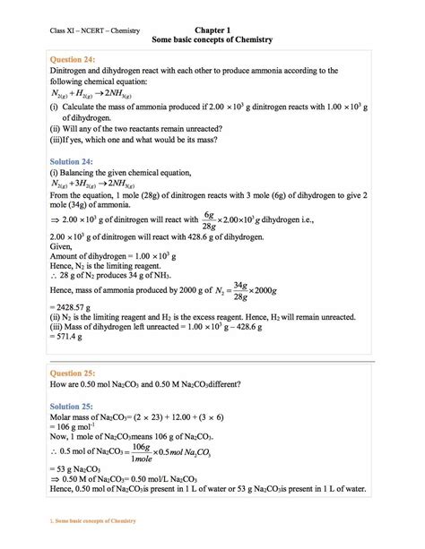 Ncert Solution For 11 Class Chemistry Chapter 1 Some Basic Concepts